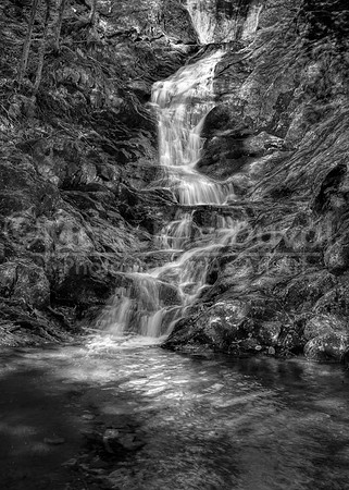 Tannery Falls Waterfall in B&W